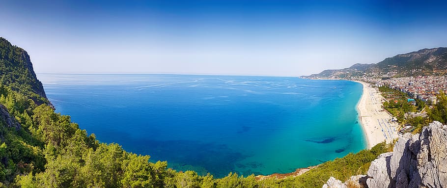 Bird's-eye View Photography of Body of Water Near Seashore, beach HD wallpaper