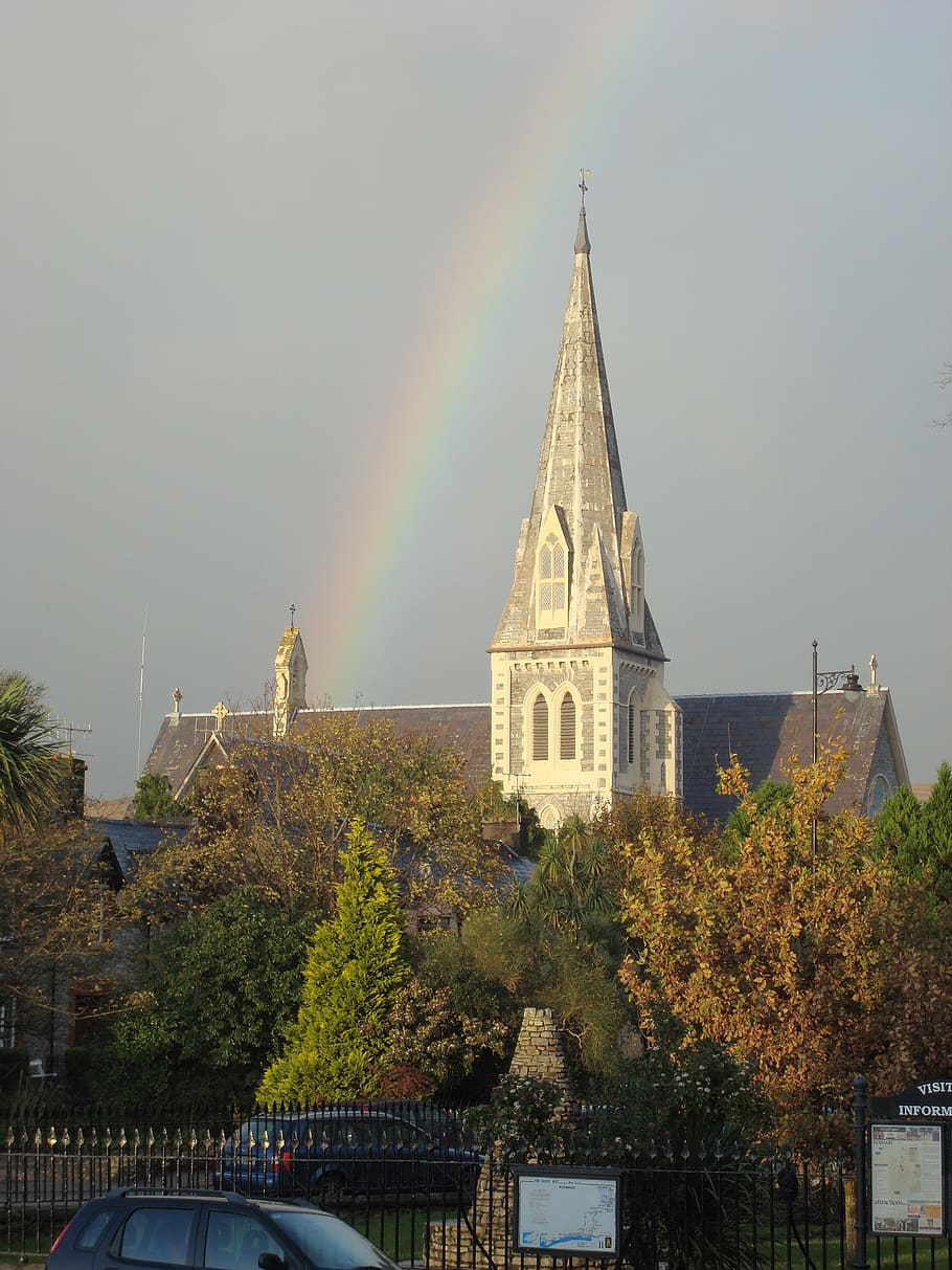 church, rainbow, built structure, architecture, building exterior HD wallpaper