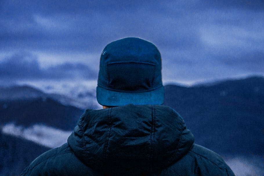 blue, mountain, white, landscape, headshot, portrait, one person HD wallpaper