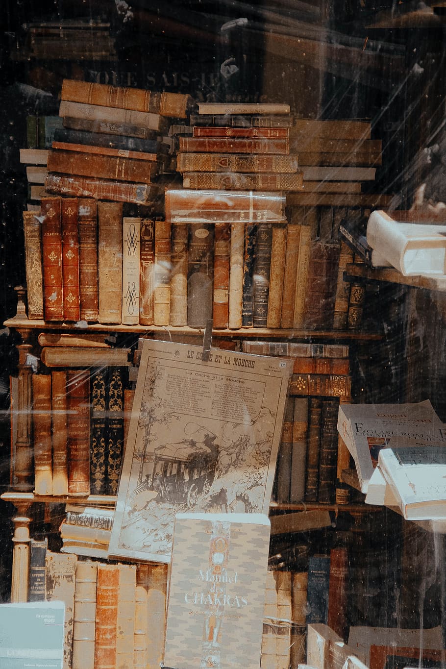 book lot, shelf, map, literature, vintage, old, retro, window HD wallpaper