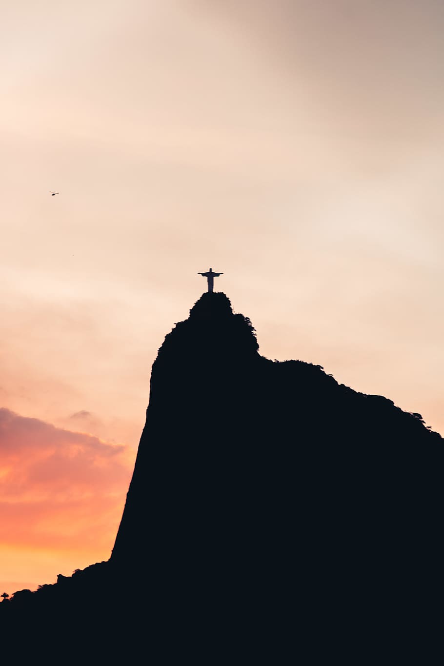 Black and White Silhouette of Christ the Redeemer, architecture, HD wallpaper