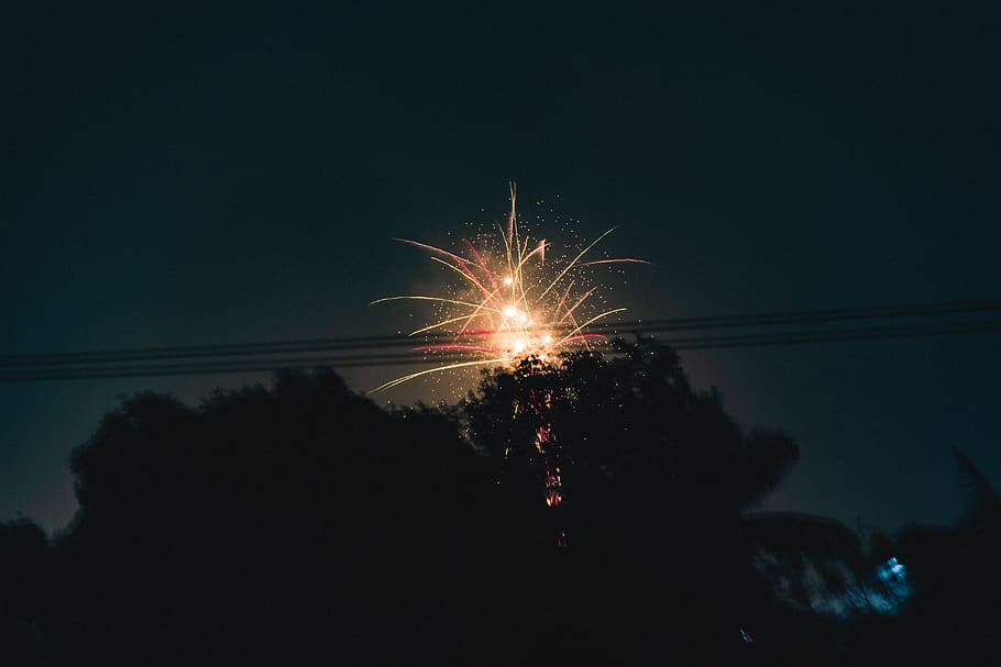 fireworks display, nature, outdoors, night, light, flare, 2019 HD wallpaper