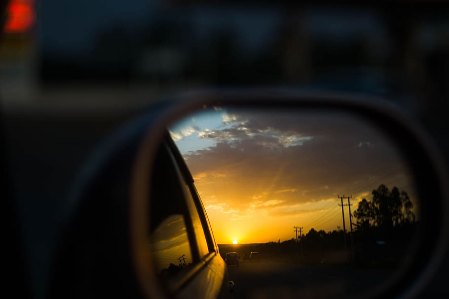 sunset, sunrise, driving, kenya, africa, kisumu, side mirror HD wallpaper