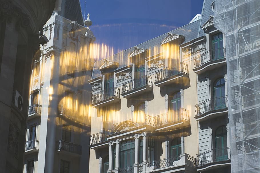 barcelona, spain, city, reflection, urban, facade, building exterior HD wallpaper