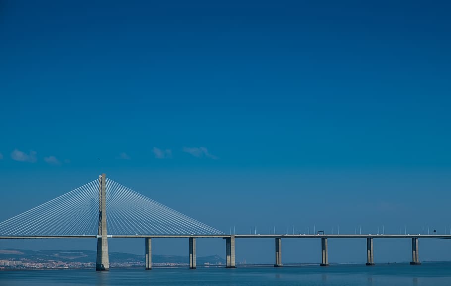 gray concrete bridge during daytime, sky, water, built structure HD wallpaper