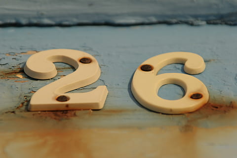 26, numbers, blue, rustic, paint, close-up, no people, table HD wallpaper