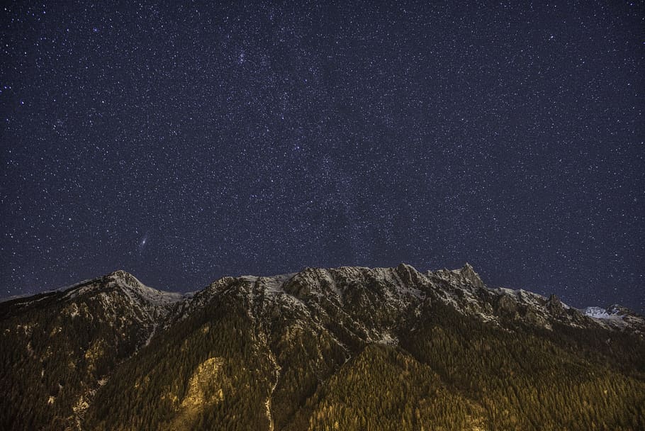 chamonix, milky way, mountain, star - space, scenics - nature HD wallpaper