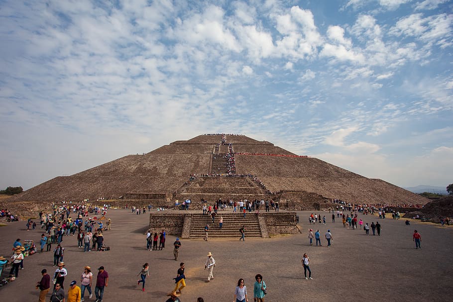 outdoors, field, grassland, human, person, mexico, teotihuacan, HD wallpaper