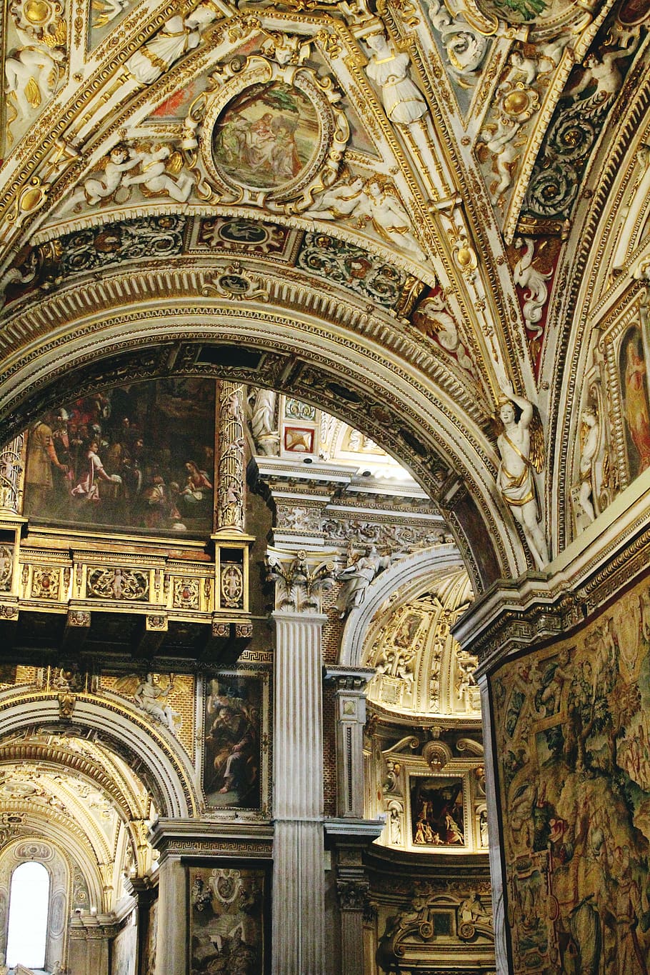 italy, bergamo, gold, catolic, church, architecture, arquitetura, HD wallpaper