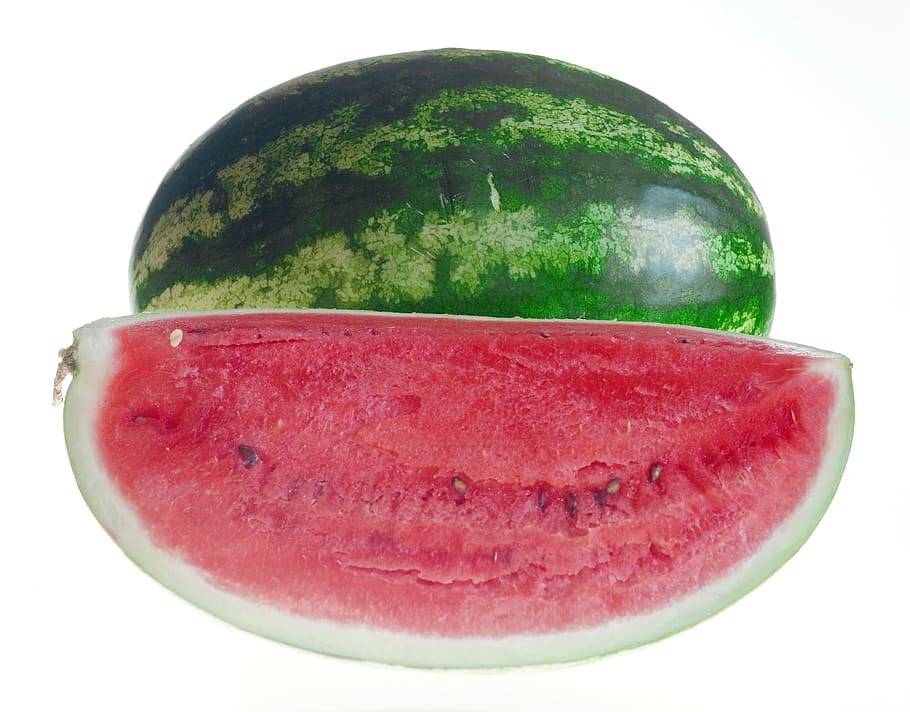 watermelon, slice, isolated, white, sweetfood, red, diet, studio HD wallpaper