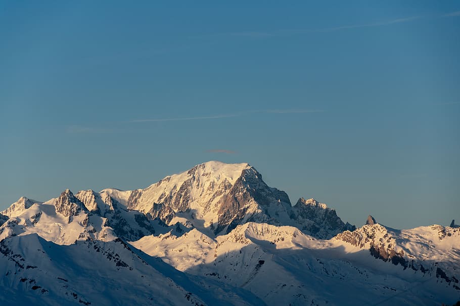 mountain ranges covered in snow, outdoors, nature, peak, ice HD wallpaper