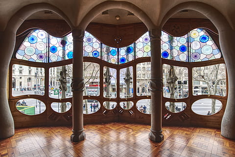spain, barcelona, casa batlló, architecture, window, built structure HD wallpaper