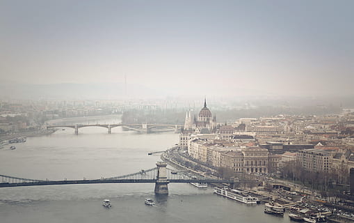 Aerial View Of Szechenyi Chain also known as Chain Bridge, Budapest, Hungary HD wallpaper