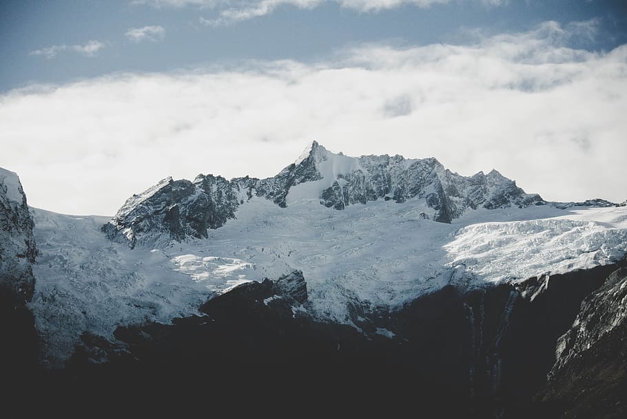 nature, mountains, landscape, sky, clouds, snow, ice, winter HD wallpaper