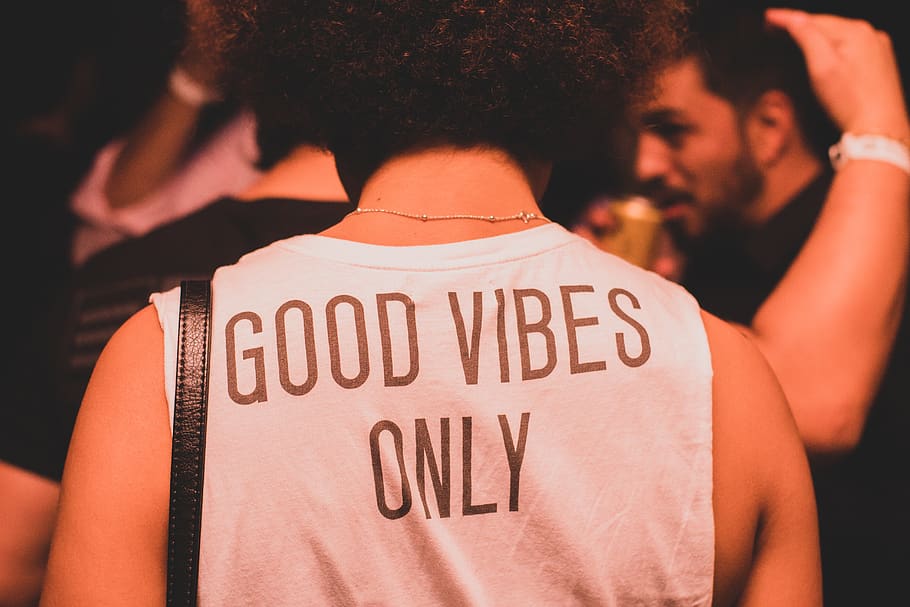 HD wallpaper: photo of person wearing white and brown good vibes only shirt  | Wallpaper Flare