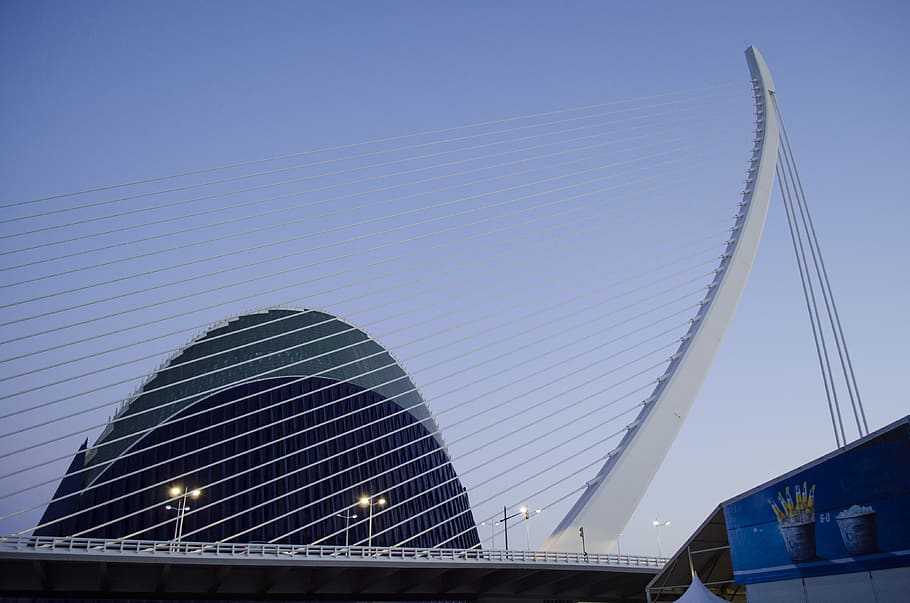 spain, valencia, bridge, blue, sky, architecture, built structure HD wallpaper