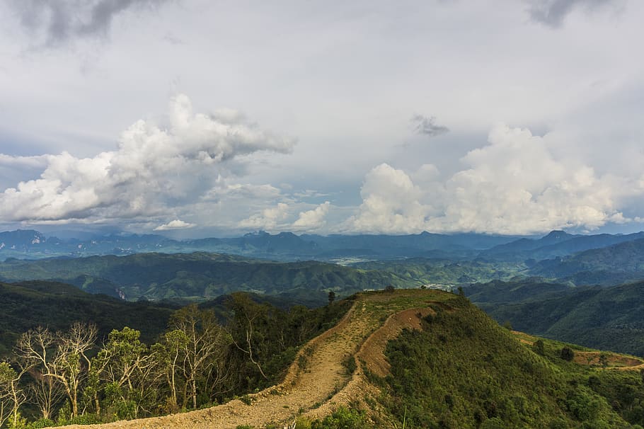 clouds, mountains, views, landscape, trees, laos, asia, cloud - sky HD wallpaper