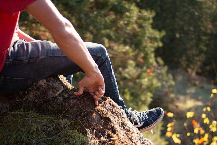 cliff, model, climbing, trees, mountain, quary, aesthetic view HD wallpaper