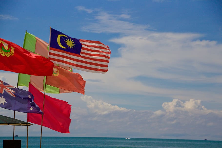 malaysia, langkawi, ocean, countries, nation, flags, sky, langakwi