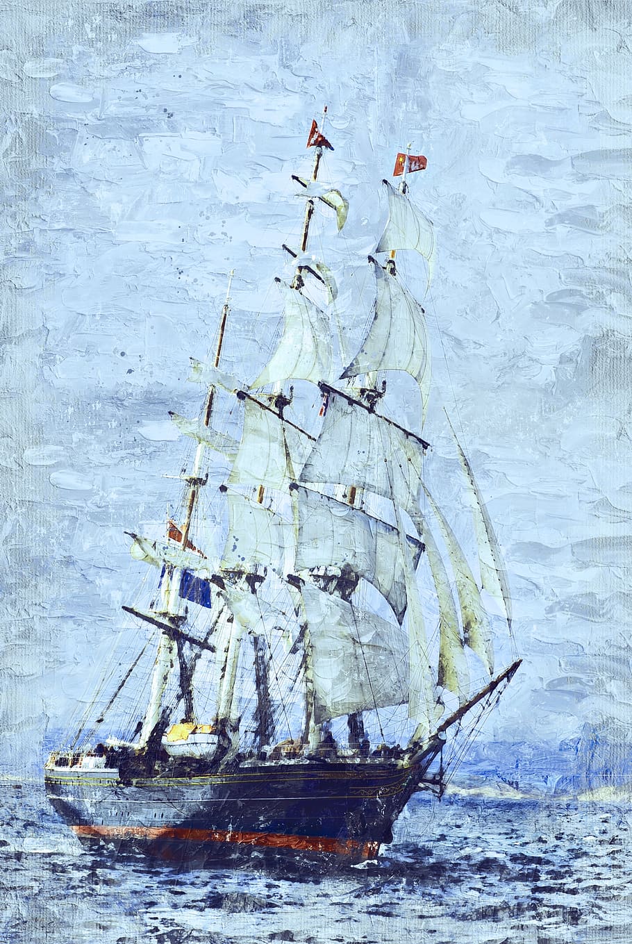 clipper ship, three masted, sails, stad amsterdam, fast, dutch, HD wallpaper