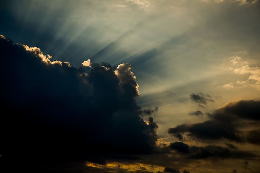 Aerial Photo Sunset, atmosphere, cloud, clouds, evening, hope HD wallpaper