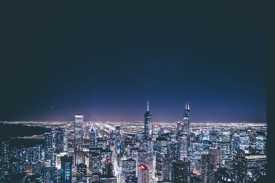 Cityscape, architecture, buildings, downtown, evening, panoramic HD wallpaper