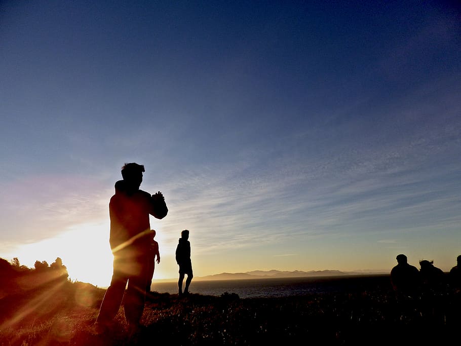 makara beach, sky, sunset, silhouette, leisure activity, standing HD wallpaper