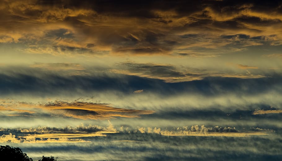 Hd Wallpaper Sunset Sky Clouds Orange Grey Cloudscape