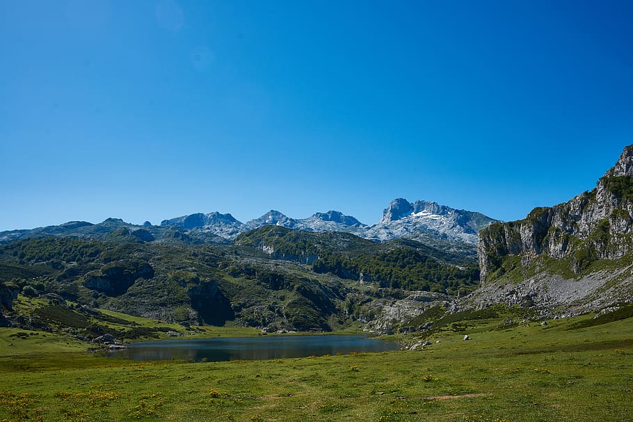 Mountain Under Blue Skies, daylight, environment, landscape, mountains HD wallpaper