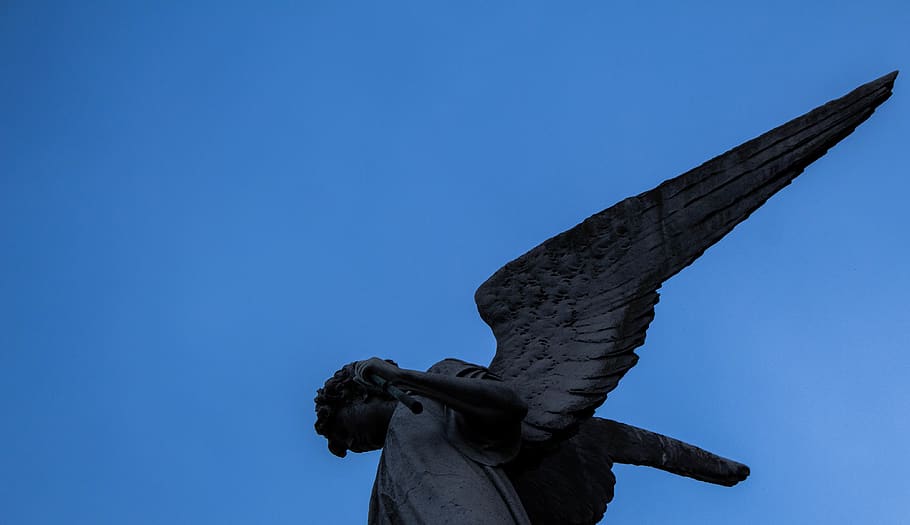argentina, buenos aires, statue, guy, girl, wings, hand, blue sky HD wallpaper