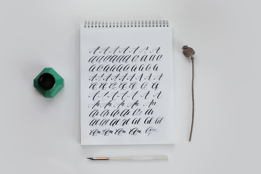 white notebook with text, calligraphy, handwriting, page, ink HD wallpaper