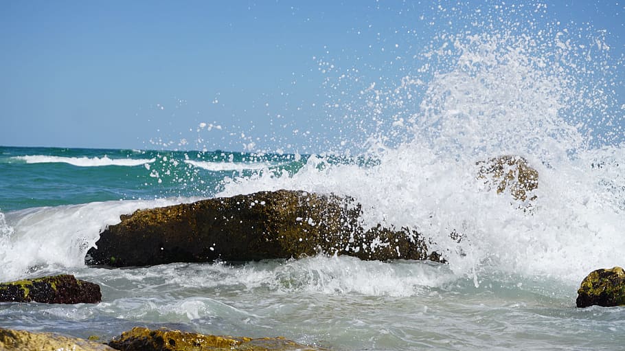 Photography of Sea Waves Under Blue Sky, beach, ocean, outdoors HD wallpaper