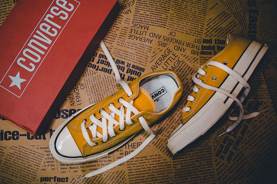 converse, shoe, yellow, sport, vintage, thing, publication, HD wallpaper