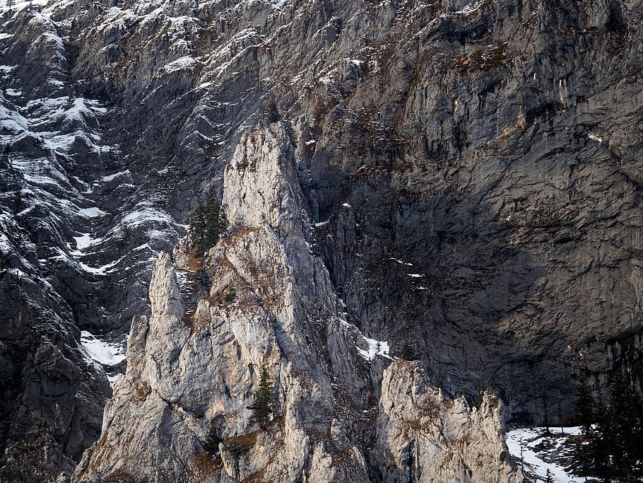 gray stone formation, nature, mountain, outdoors, cliff, ice HD wallpaper