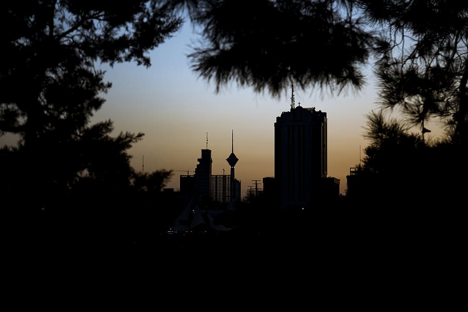 iran, tehran, sunset, building, sunlight, sky, building exterior HD wallpaper
