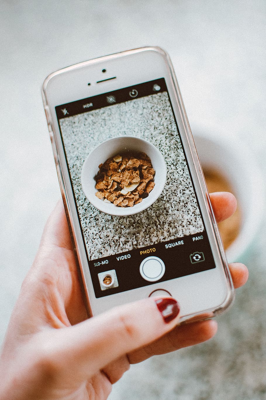 Person Taking Photo Of Cereals, device, electronics, food, hand HD wallpaper