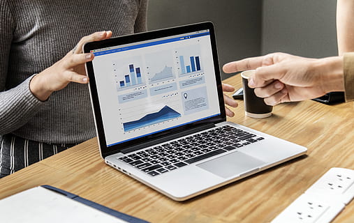 analysis, business, chart, computer, connection, copy space HD wallpaper
