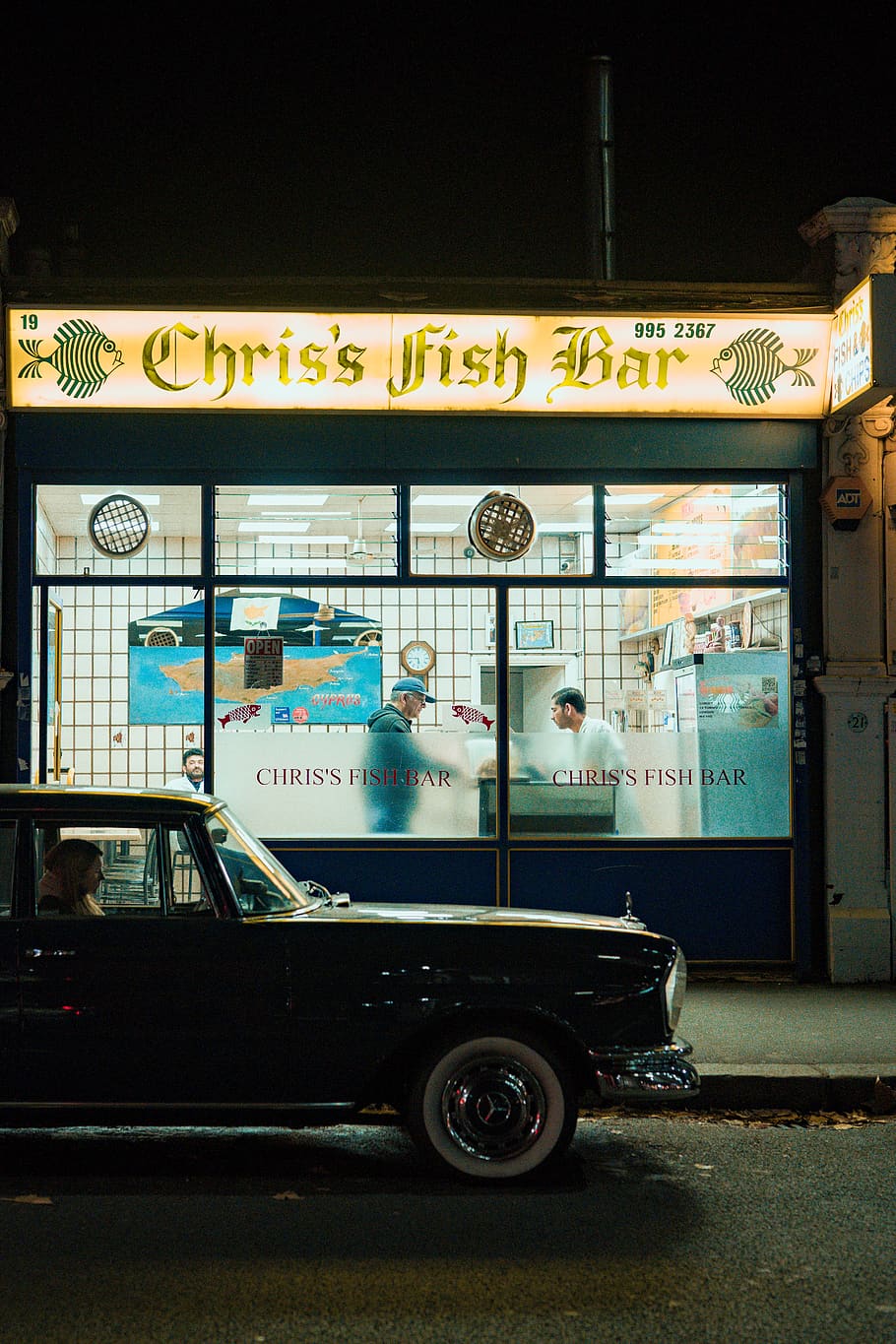 car parked near Chris's Fish Bar store, person, tire, human, wheel, HD wallpaper