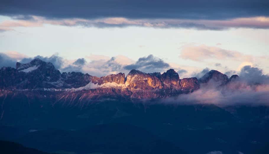alpenglühen, alpine, mountains, summit, mountain landscape HD wallpaper