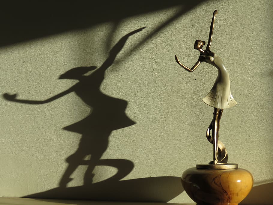 home decor, bronze, shadow, abstract, dancer, animal, bird HD wallpaper