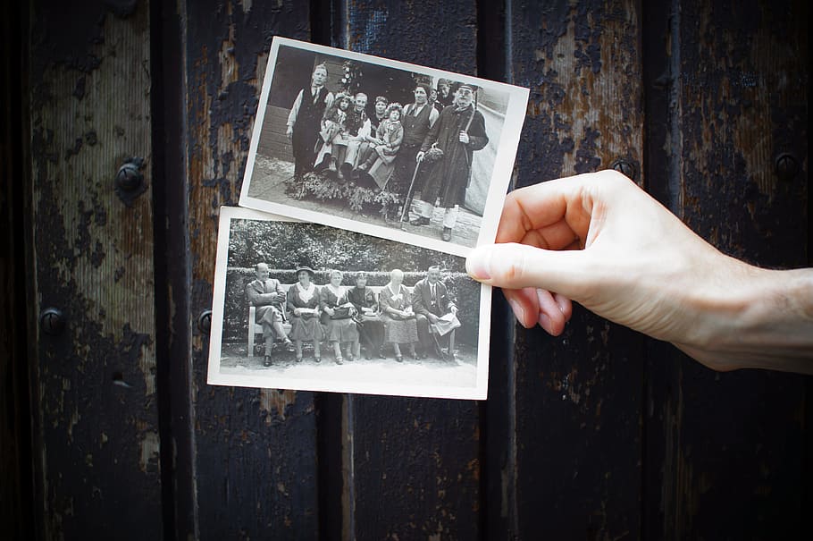 person holding vintage photos, hand, family, photograph, media, HD wallpaper