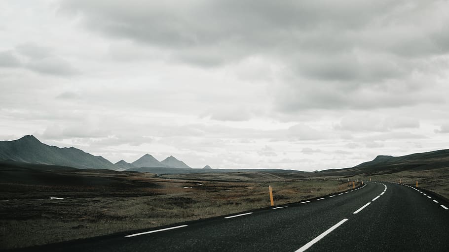 black concrete roadway during daytime, iceland, highway, landscape, HD wallpaper