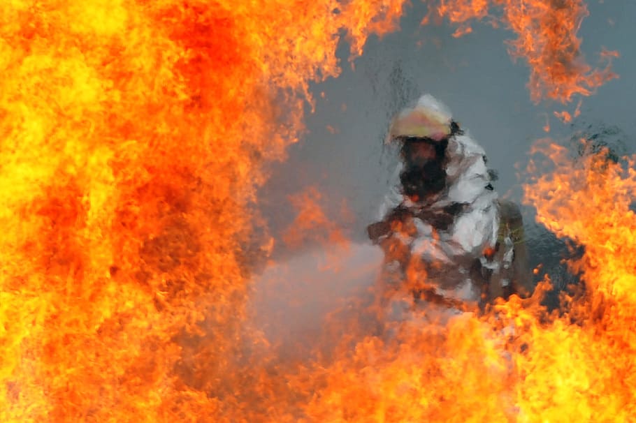fire, fighter, firefighter, job, burning, onfire, flame, fire - natural phenomenon HD wallpaper