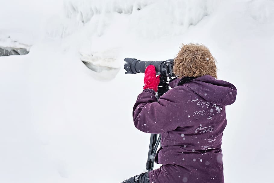 photographer, winter, ice, snow, frozen, human, activity, cold temperature HD wallpaper