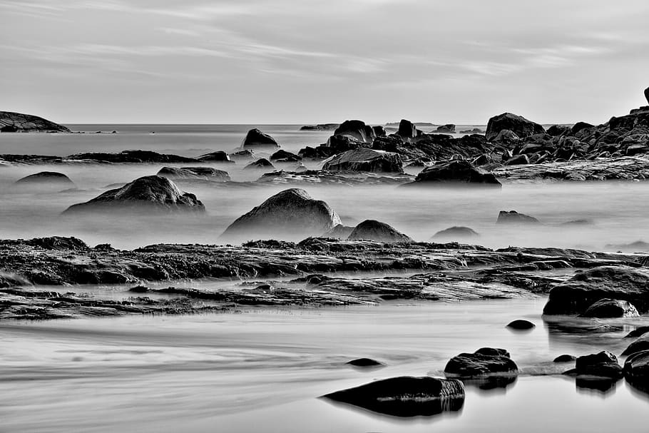 canada, tor bay, ocean, waves, water, sky, rock, sea, solid HD wallpaper