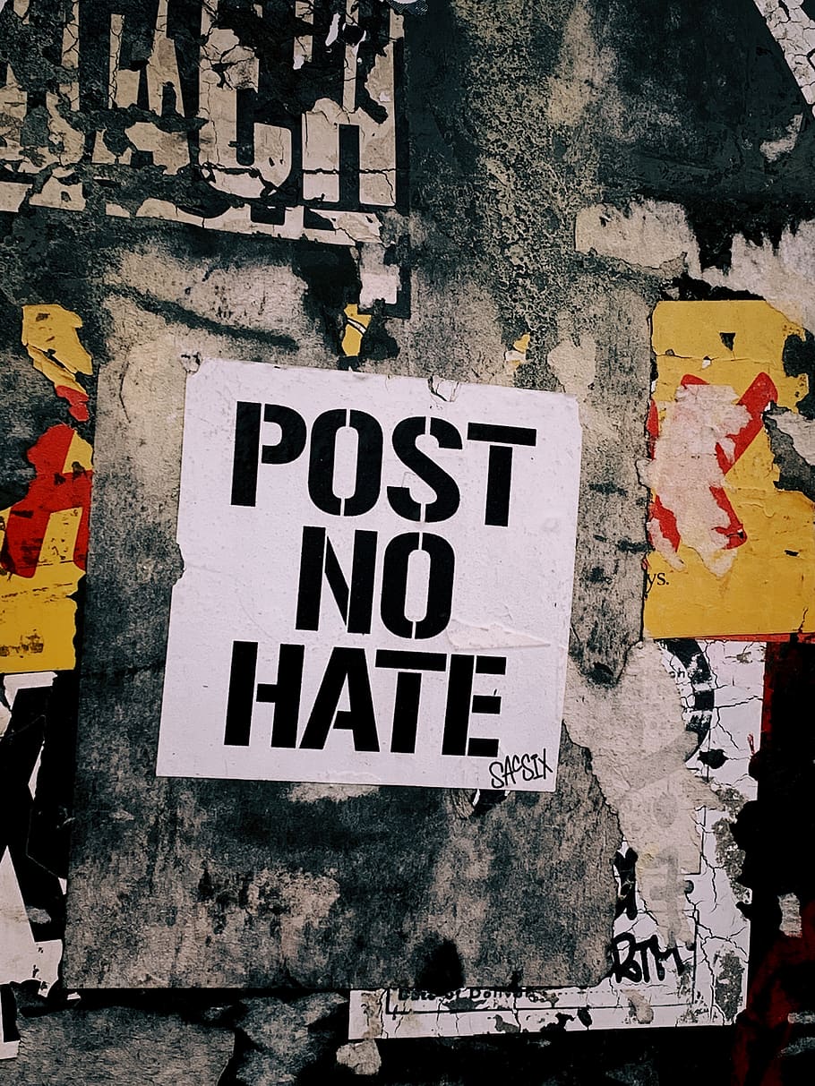 Post No Hate grafitti, text, communication, western script, architecture HD wallpaper