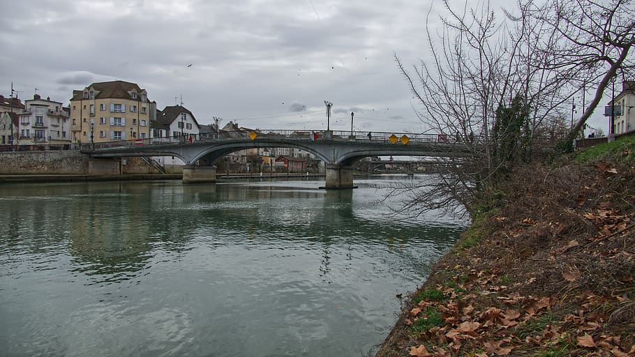 bridge, water, building, architecture, outdoors, france, 19 quai de marne HD wallpaper