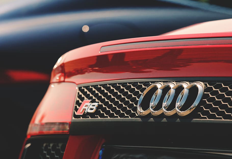 red Audi car, mode of transportation, motor vehicle, land vehicle HD wallpaper