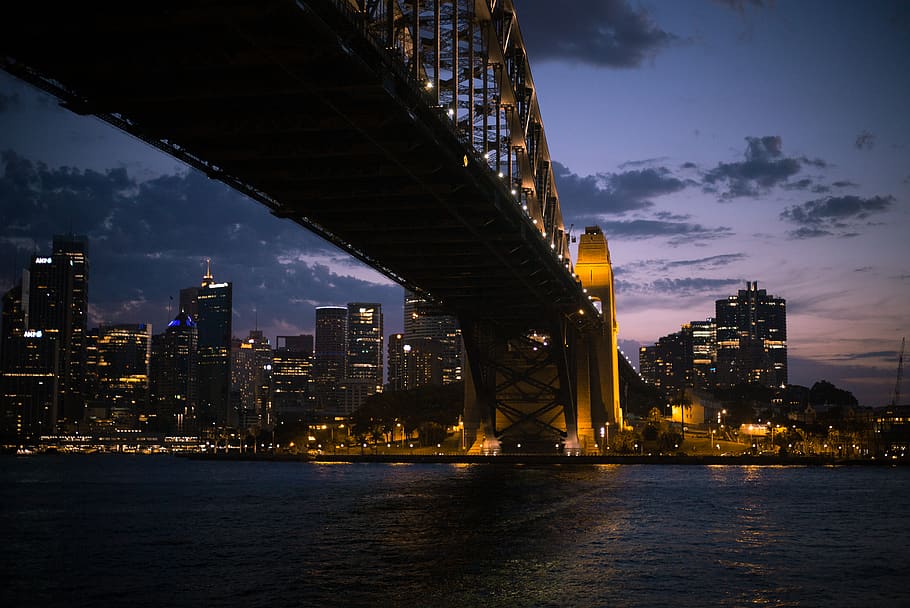 bridge during nighttime, city, building, urban, town, metropolis HD wallpaper