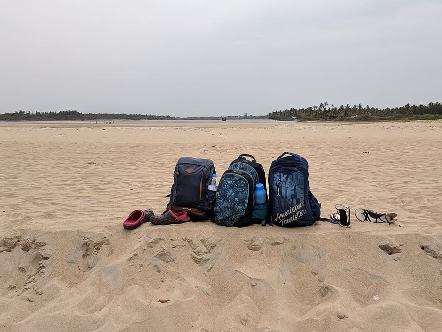 india, puducherry, sand, beach, land, shoe, sky, nature, tranquility HD wallpaper